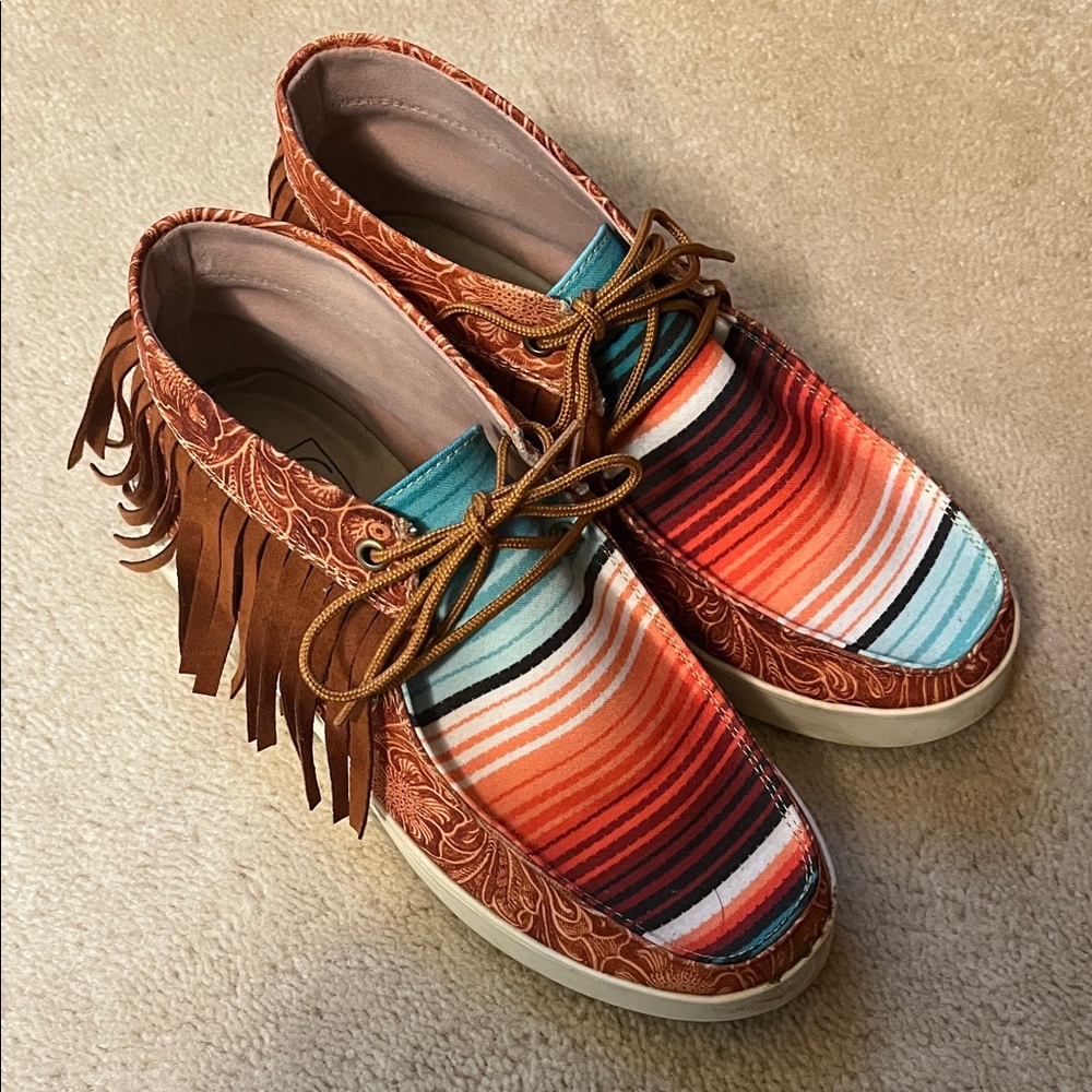 Colorful Fringed Moccasins